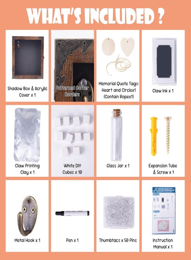 DigNew 8.6'' Pet Memorial Shadow Box, Customizable Display Case for Dog Cat, Paw Print Hair Preservation, Picture Frame with Paw Print Kit Ashes Fur Jar as Pet Loss Sympathy Gift - Image 2